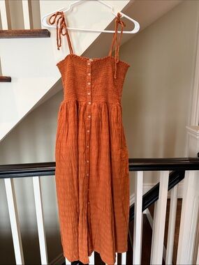 aerie smocked midi dress Aerie At The Barre Midi Dress